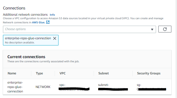 AWS Glue network connections