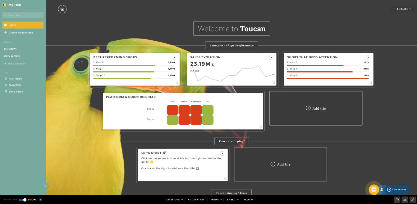 Toucan Home page