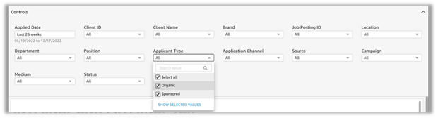 ROI dashboard and its controls