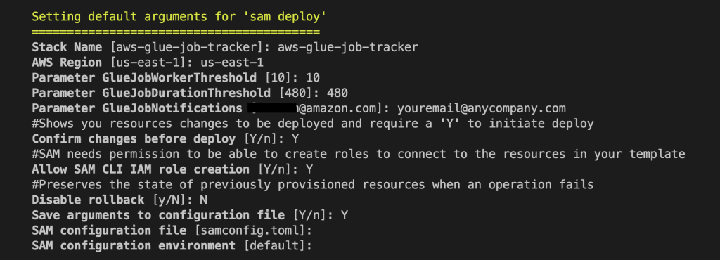 sam deploy configuration