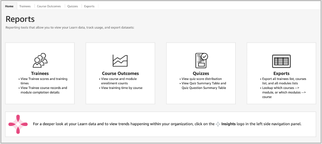 reporting functionality in Trakstar Learn