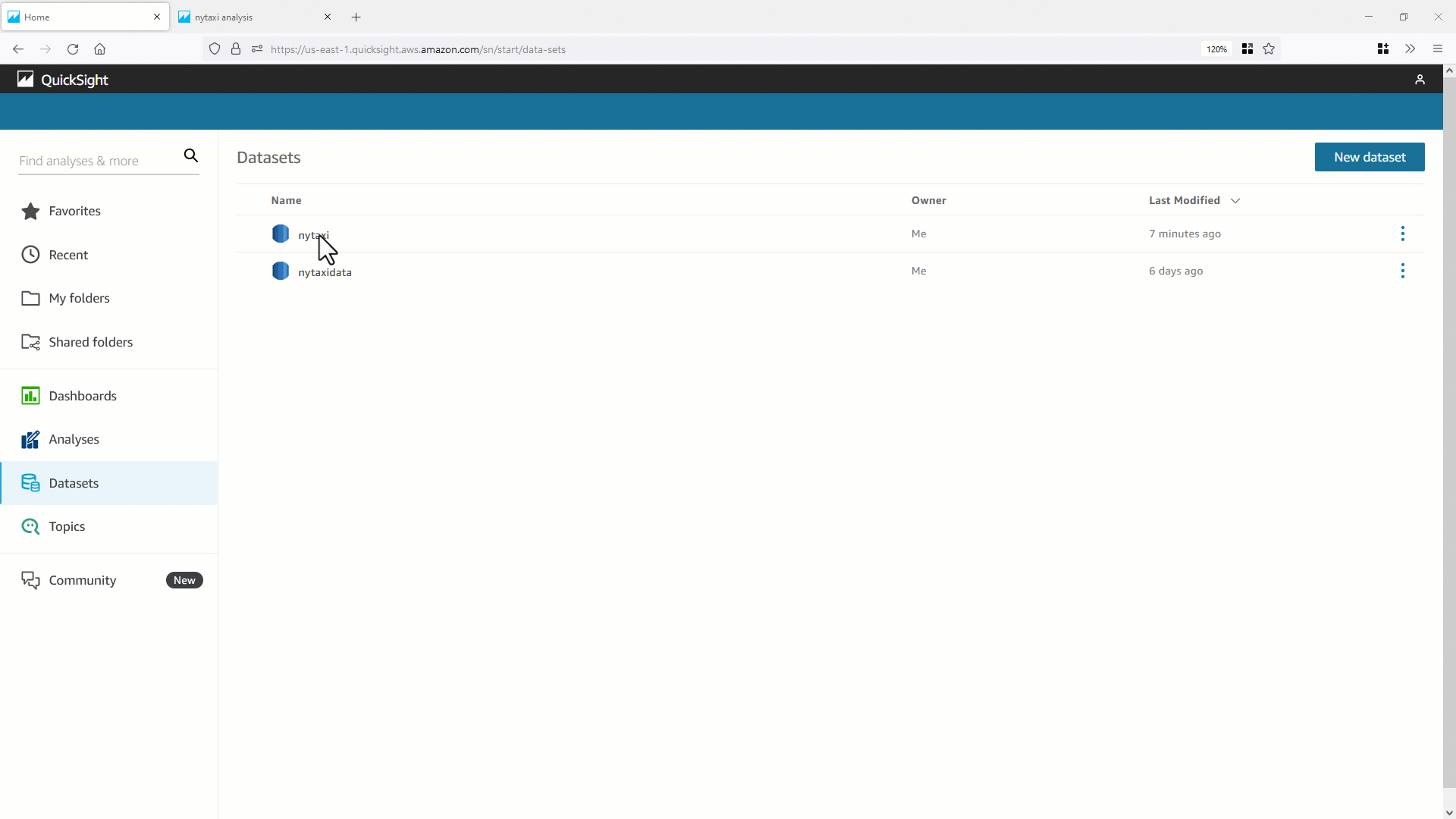 two dataset parameters with between operator