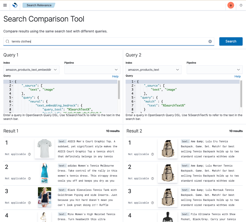 Search Comparison Tool