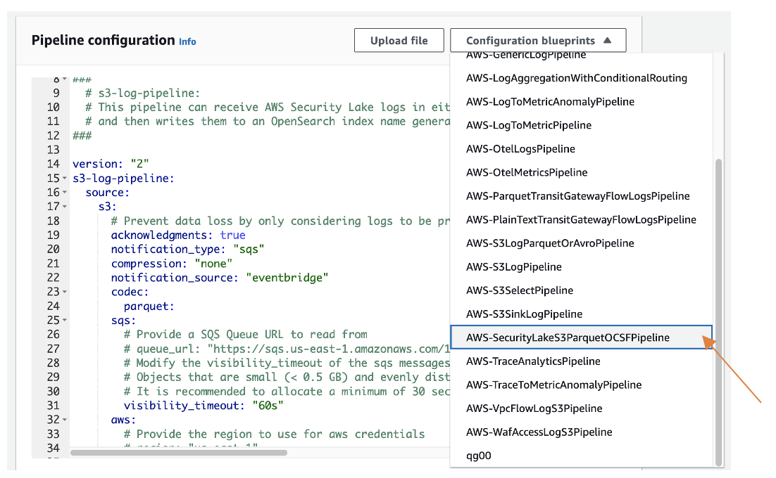 Amazon Security Lake blueprint in OpenSearch Ingestion