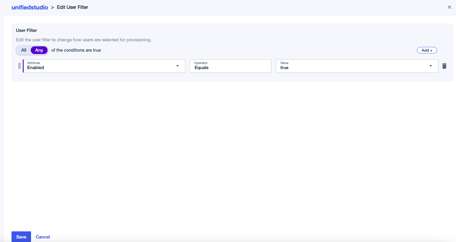 User Filter attributes mapping
