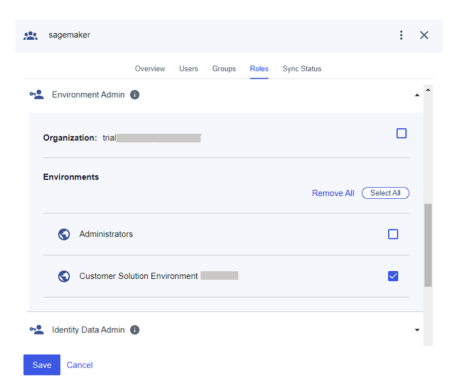 Assigning roles for the sagemaker group