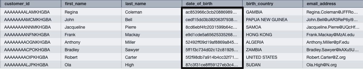 Figure 11: Result set of customer table
