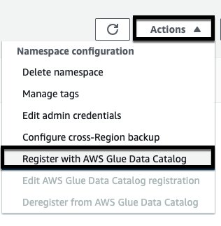 Figure 5: Amazon Redshift data warehouse registration with Glue Data Catalog