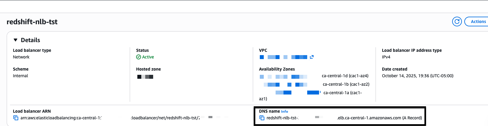 Figure 11: NLB DNS name