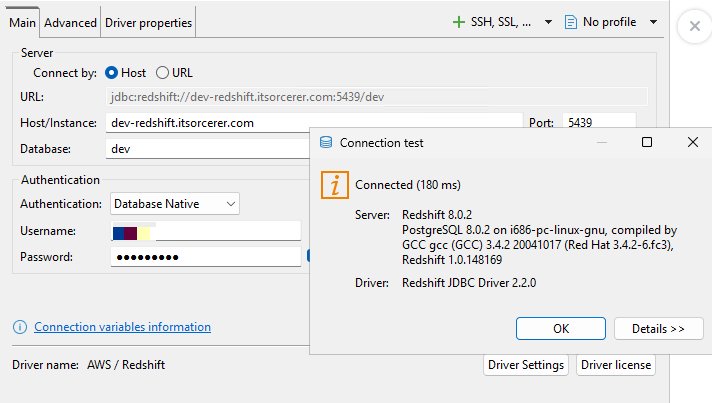 Figure 21: Successful Amazon Redshift authentication