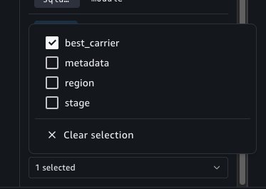 Variables panel showing best_carrier marked as an output variable for the calculate-best-carrier notebook