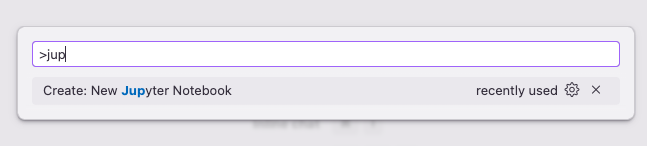 Kiro command palette filtered to the Create New Jupyter Notebook command