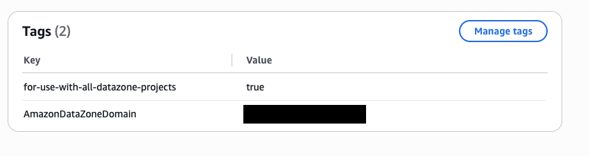 Tags applied to the consumer Amazon Redshift cluster