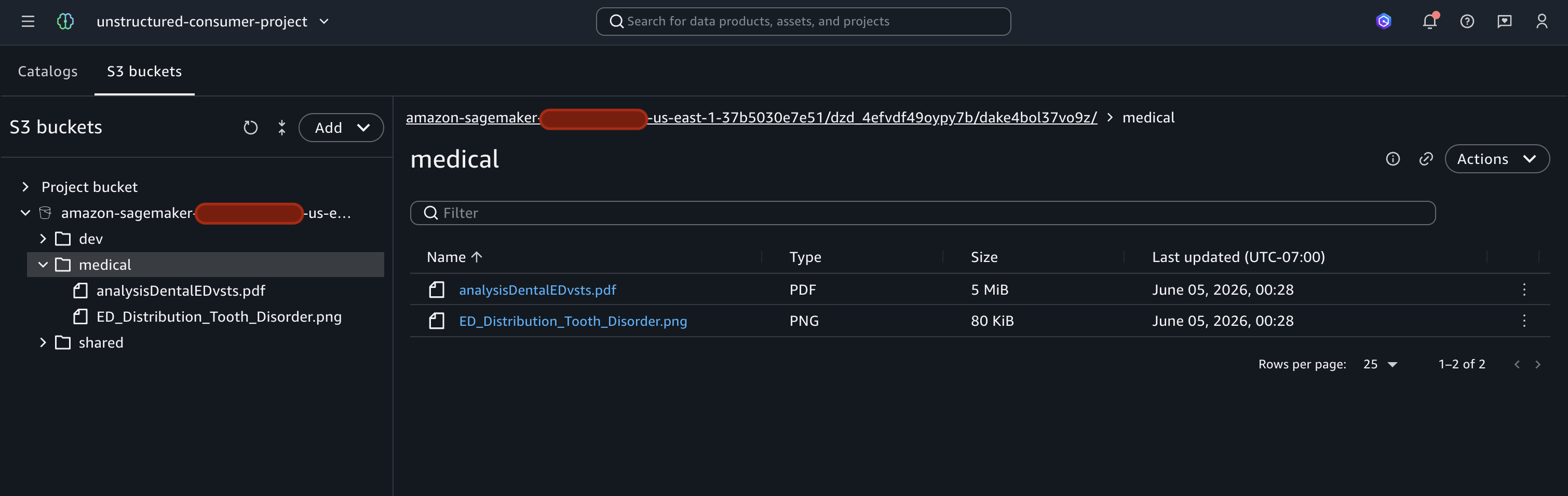 Data source selection showing only the PDF files within the S3 path selected
