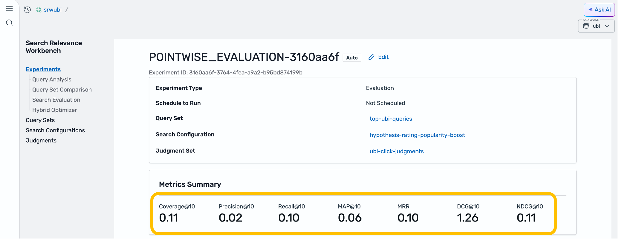 Evaluation metrics