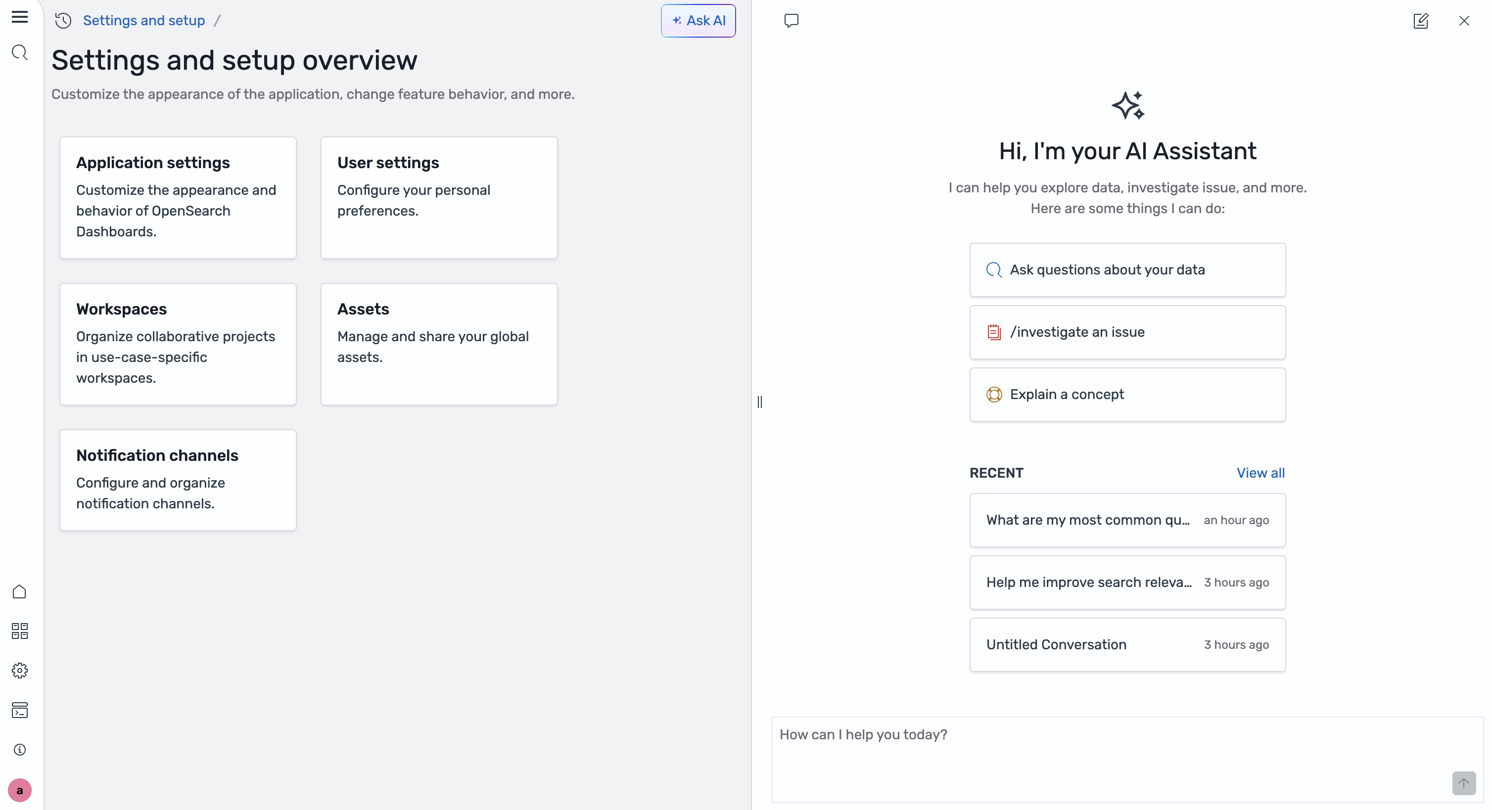 AI Assistant chat panel