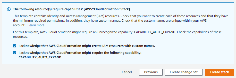 Two acknowledgement check boxes.