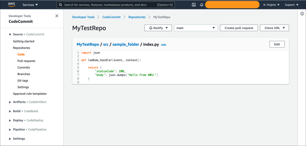 AWS CodePipeline with deployed template