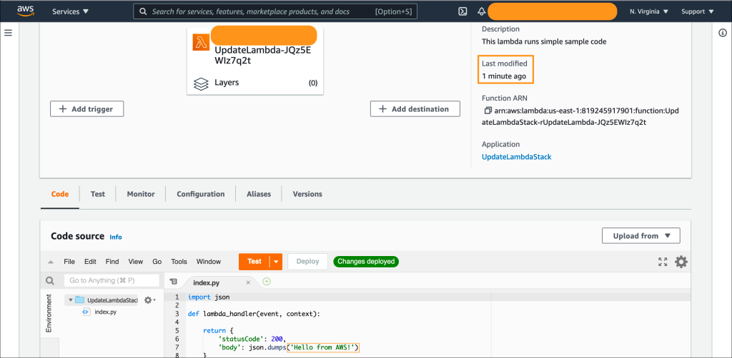 Confirm AWS Lambda source code in AWS Management Console