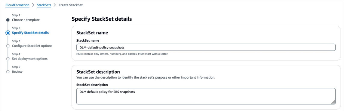 Specify StackSet details