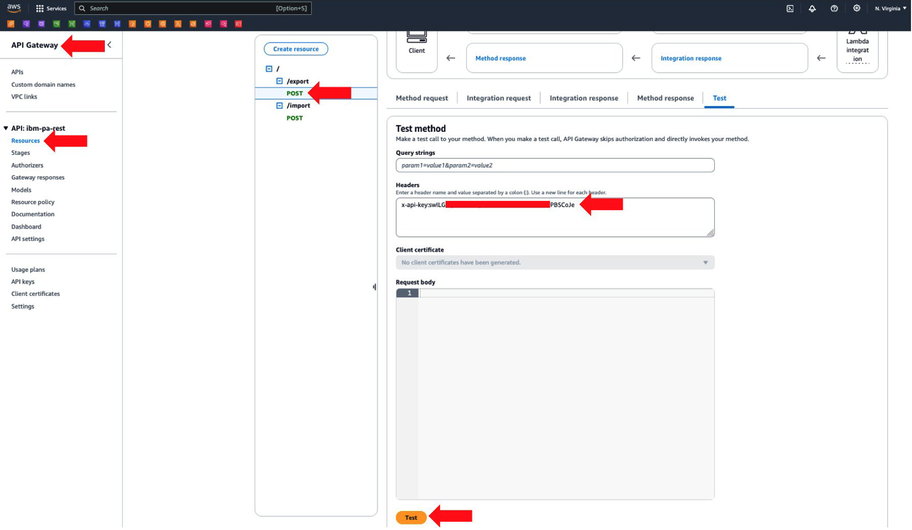 This image shows how to invoke a REST API from API Gateway to pull data from IBM PA to Amazon RDS.