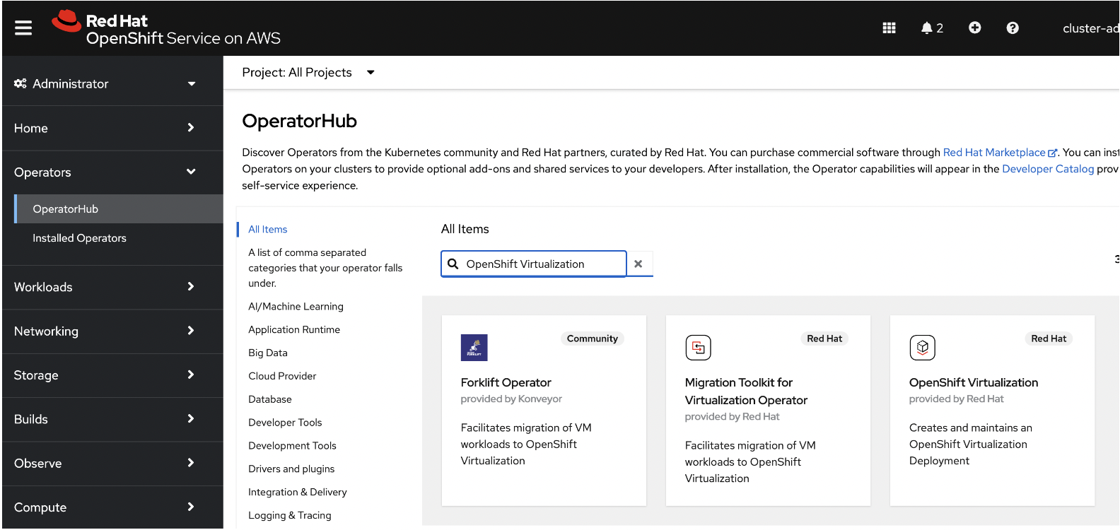 OpenShift Virtualization on Red Hat OpenShift Service on AWS (ROSA ...