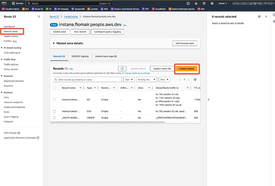 Create a new DNS public Hosted Zone from the Amazon Route 53 console.