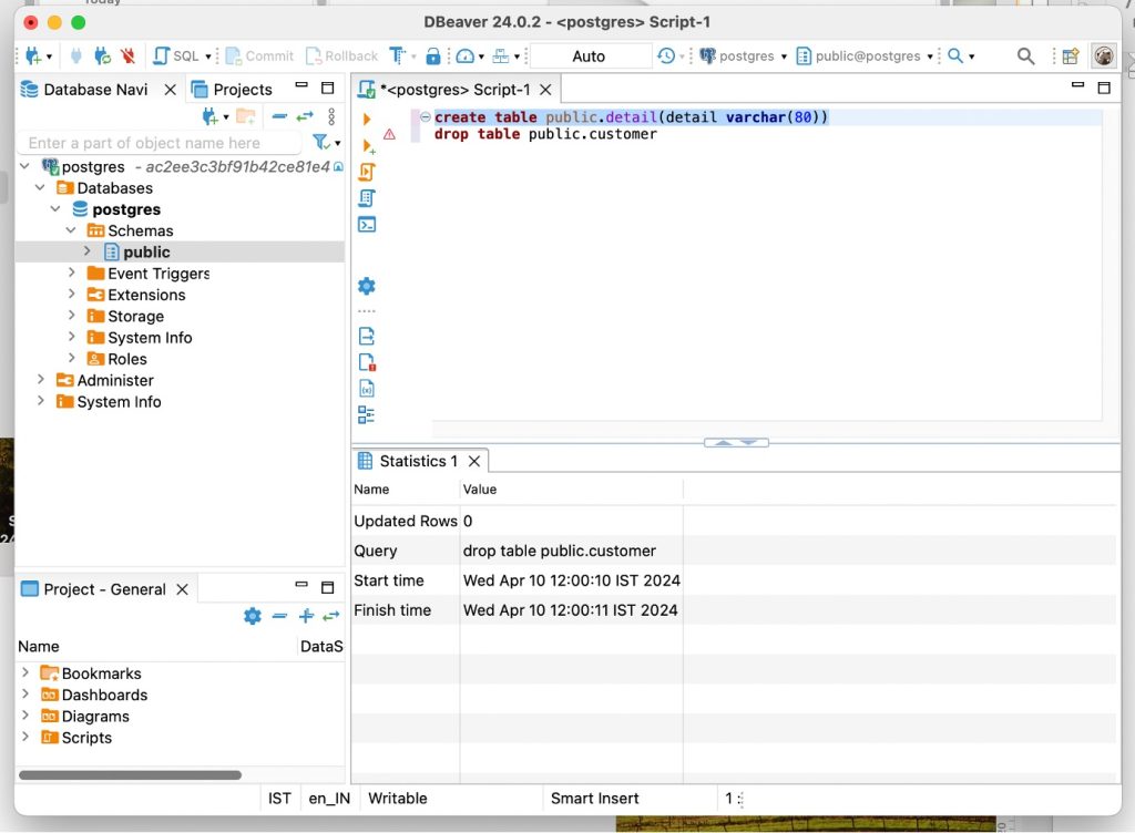 Sample screenshot showing query execution results in the DB Client UI