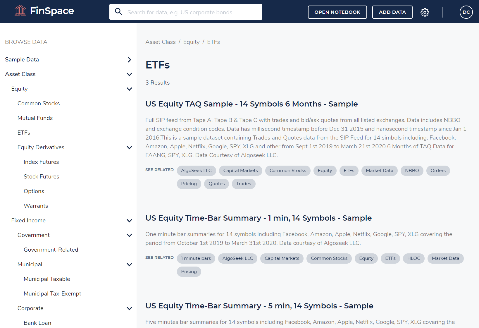 Amazon FinSpace Sample Data Bundle