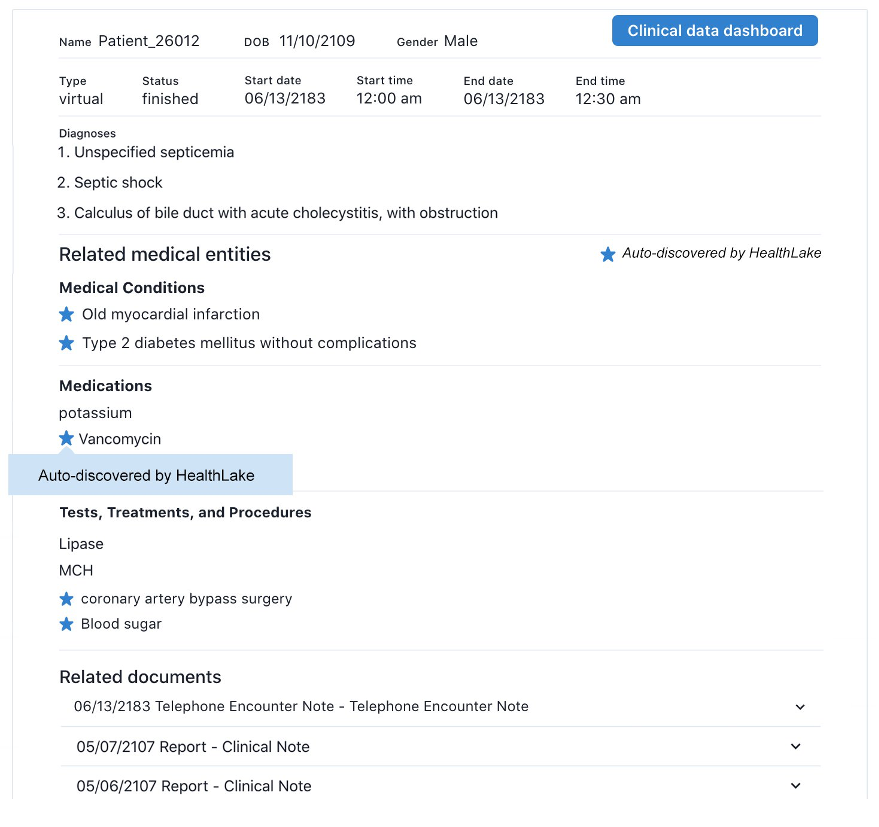 Figure 3: Integrated NLP with Amazon HealthLake