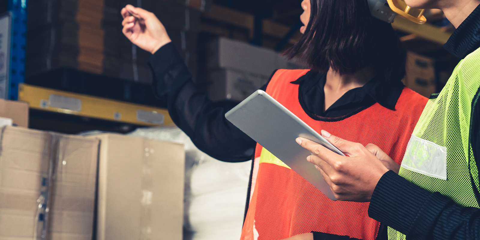 Female warehouse worker working at the storehouse