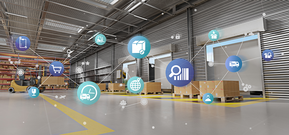 stock image of logistics warehouse