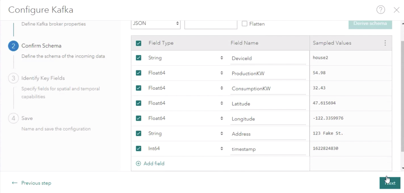 ArcGIS Velocity will receive data from AWS IoT Core through Kafka in real time.