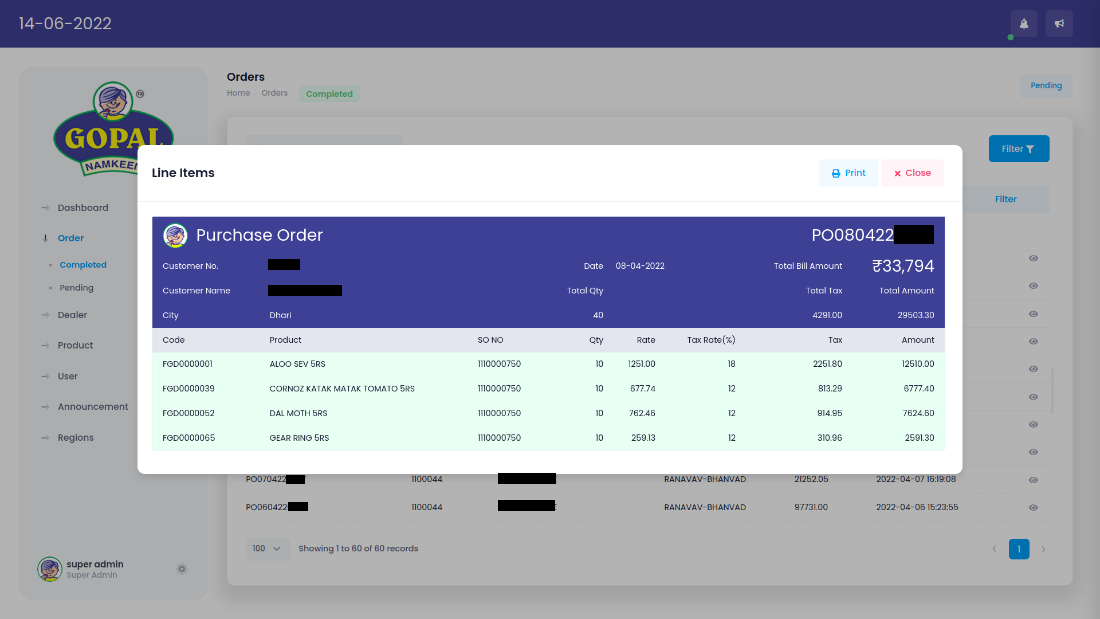 gopal purchase order