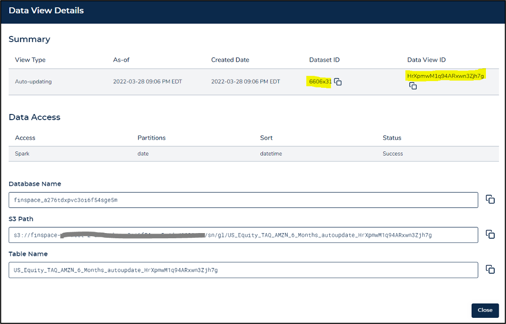 data view details