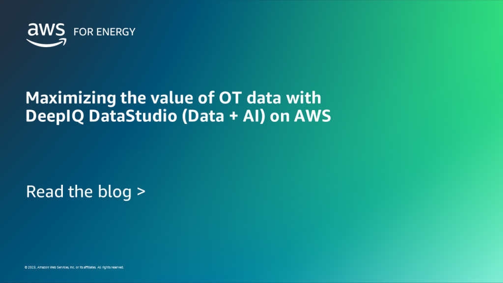 Maximizing the value of OT data with DeepIQ DataStudio (Data + AI) on AWS feature card