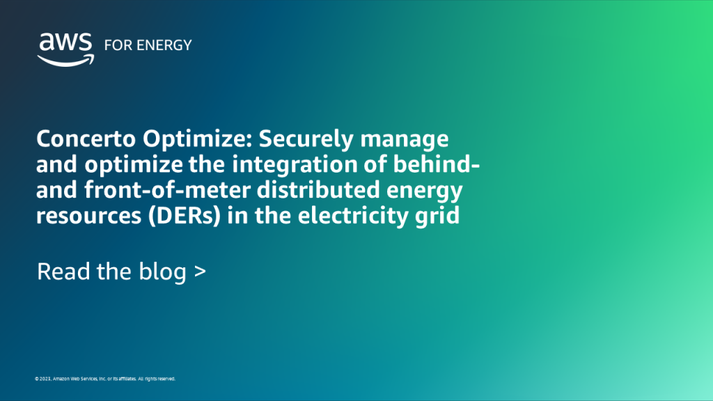 Concerto Optimize: Securely manage and optimize the integration of behind- and front-of-meter distributed energy resources (DERs) in the electricity grid