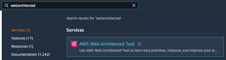 Search and access AWS Well-Architected Tool from the AWS Management Console.