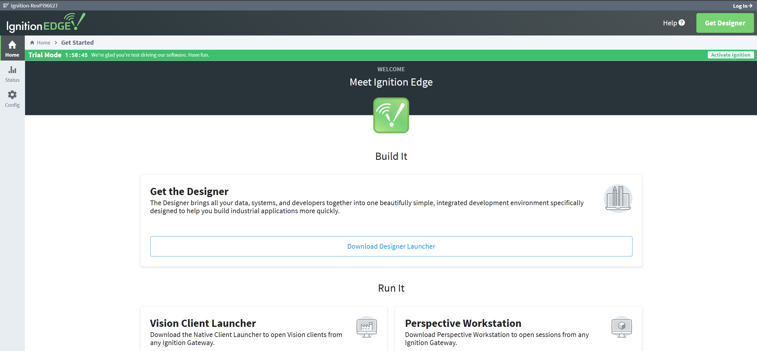Figure 13: Ignition Edge home page.