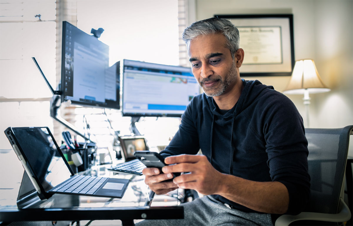 Man in home office