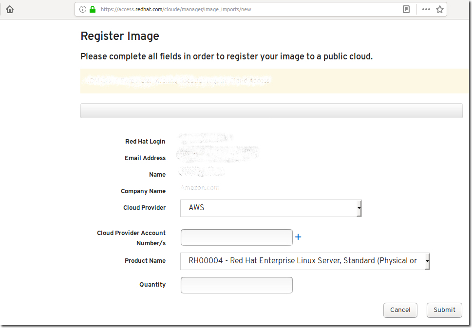 Red Hat Cloud Access Program - register image