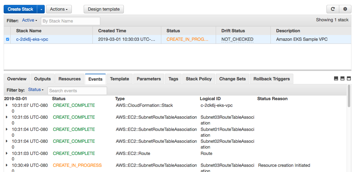 CloudFormation console.