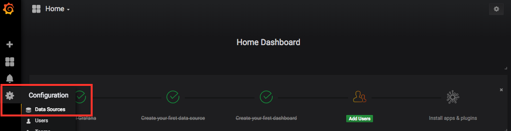 configure Grafana data source.