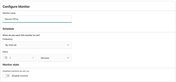 Kibana“Configure Monitors”对话框。