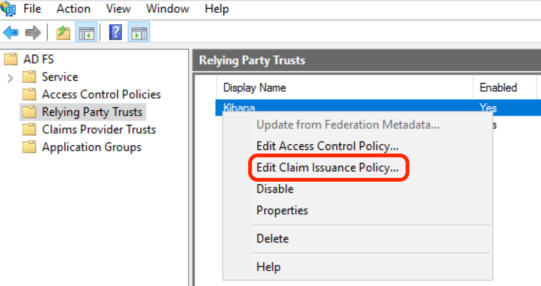 Edit Claim Issuance policy