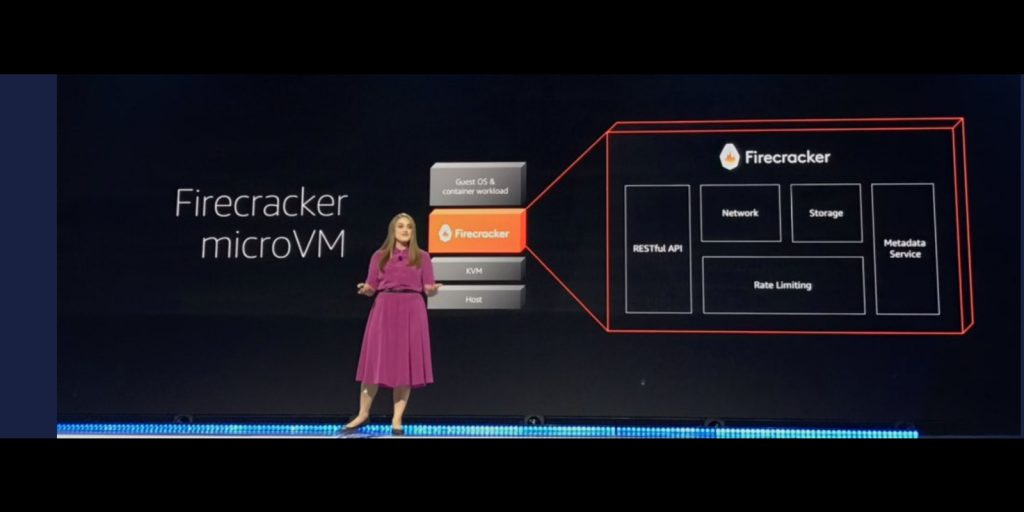 Clare Liguori speaking at re:Invent.