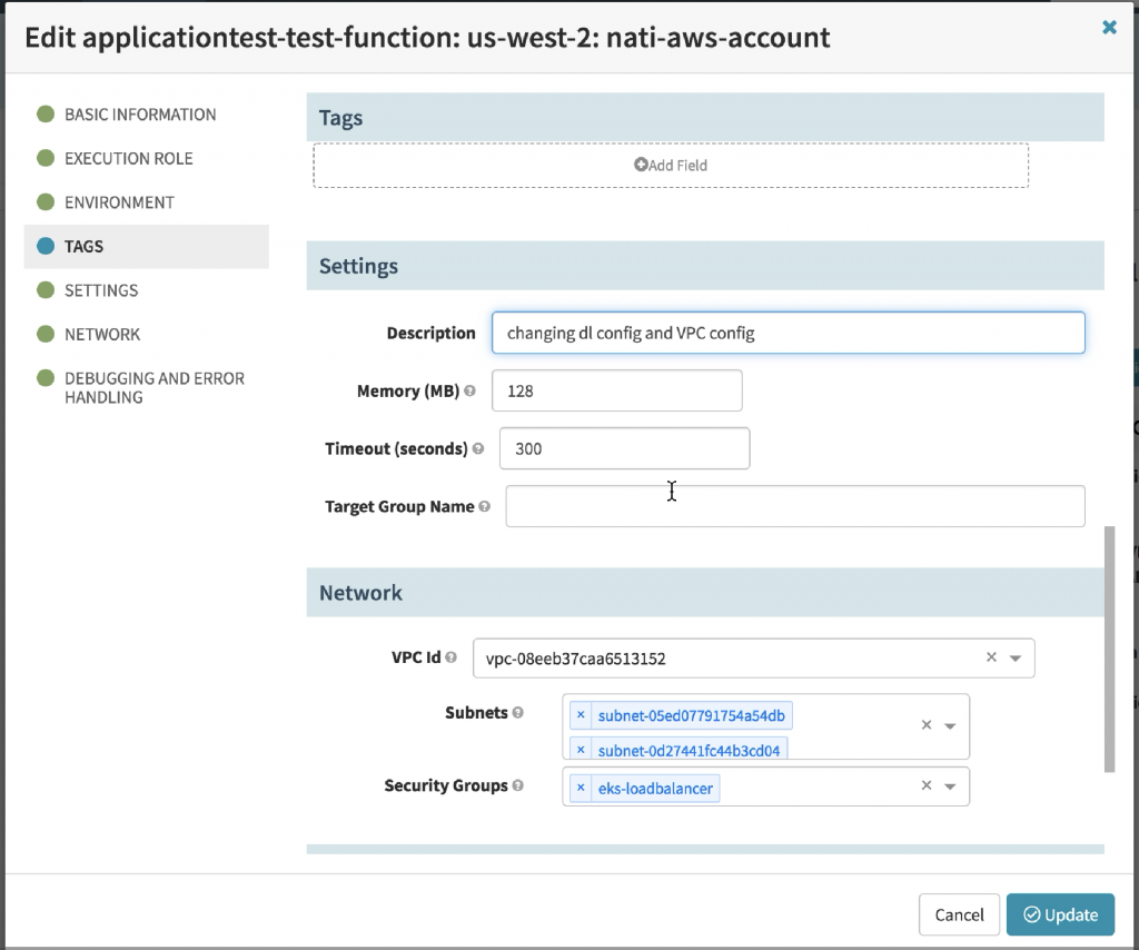 AWS console shows whether the updates are reflected