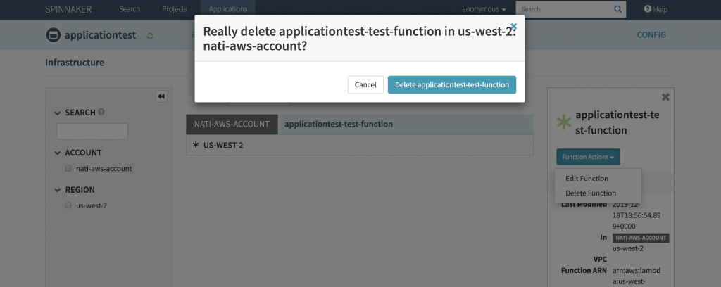 To validate this operation, you can navigate to the AWS Lambda console and list the existing functions.