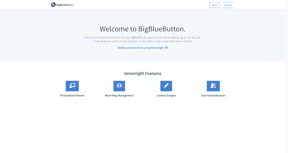 welcome screen with greenlight features buttons