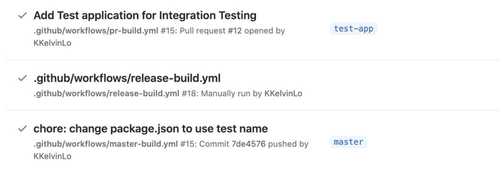 Screenshot of the Actions tab on the GitHub repository.